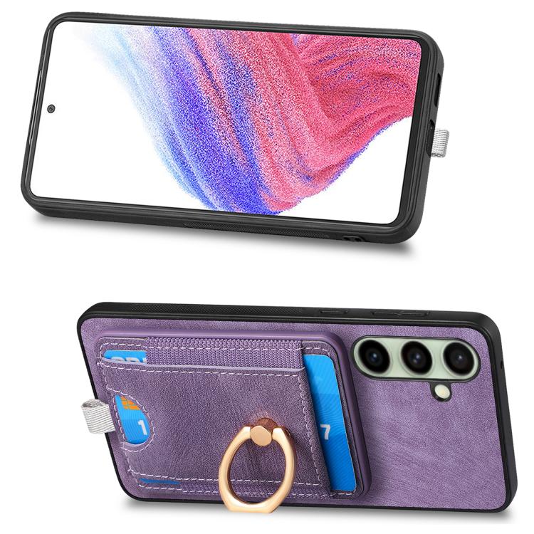 For Samsung Galaxy A56 5G Retro Splitable Magnetic Card Bag Leather Phone Case