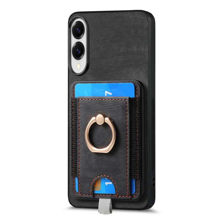 For Samsung Galaxy S25 Edge 5G Retro Splitable Magnetic Card Bag Leather Phone Case