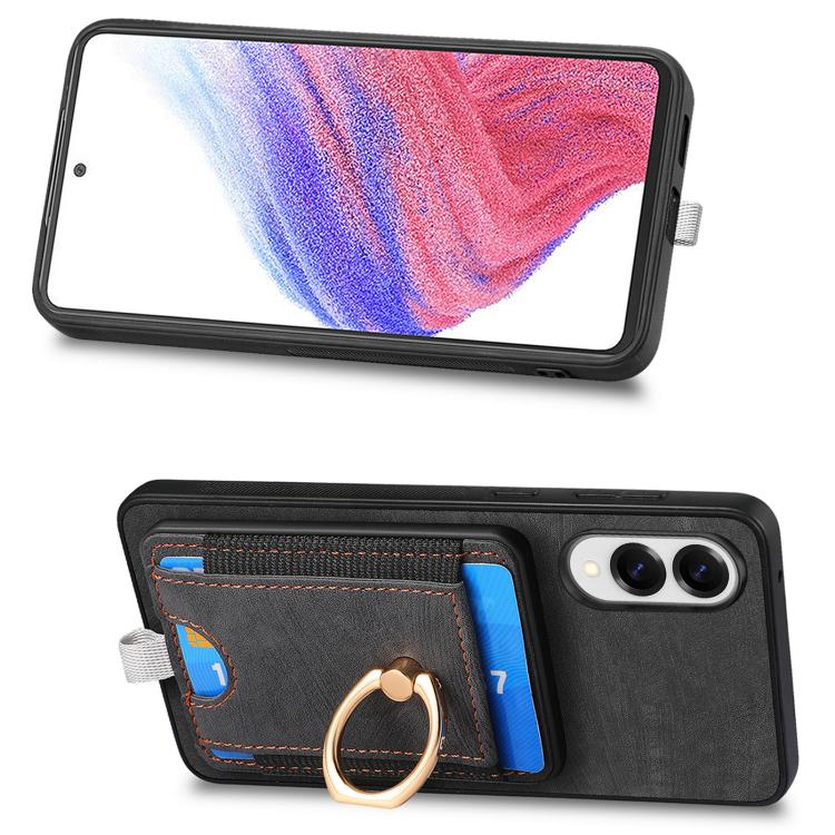 For Samsung Galaxy S25 Edge 5G Retro Splitable Magnetic Card Bag Leather Phone Case