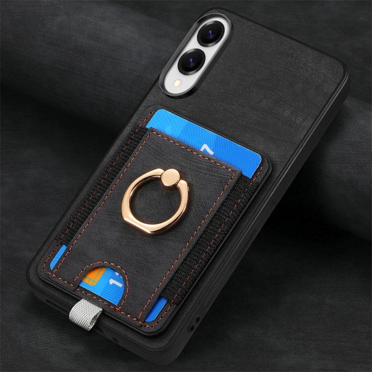 For Samsung Galaxy S25 Edge 5G Retro Splitable Magnetic Card Bag Leather Phone Case