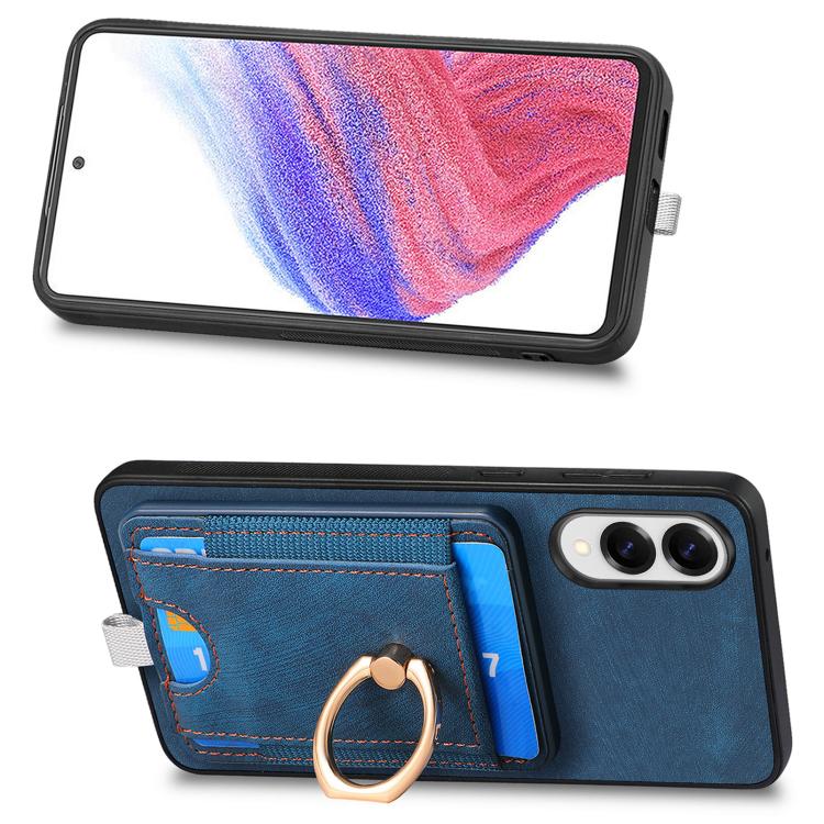 For Samsung Galaxy S25 Edge 5G Retro Splitable Magnetic Card Bag Leather Phone Case