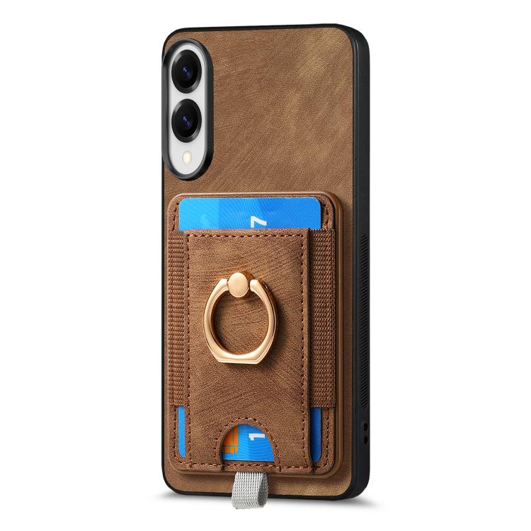 For Samsung Galaxy S25 Edge 5G Retro Splitable Magnetic Card Bag Leather Phone Case