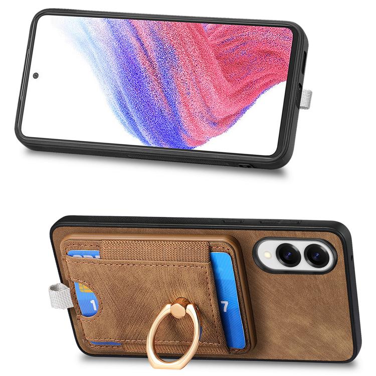 For Samsung Galaxy S25 Edge 5G Retro Splitable Magnetic Card Bag Leather Phone Case