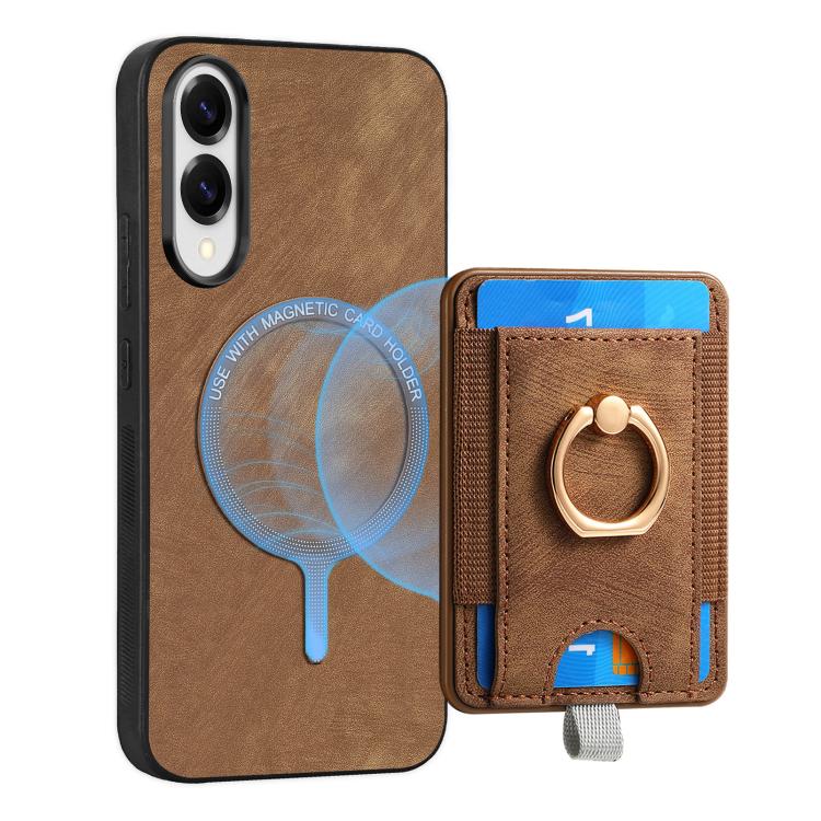 For Samsung Galaxy S25 Edge 5G Retro Splitable Magnetic Card Bag Leather Phone Case