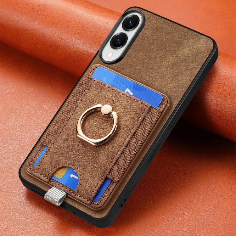For Samsung Galaxy S25 Edge 5G Retro Splitable Magnetic Card Bag Leather Phone Case