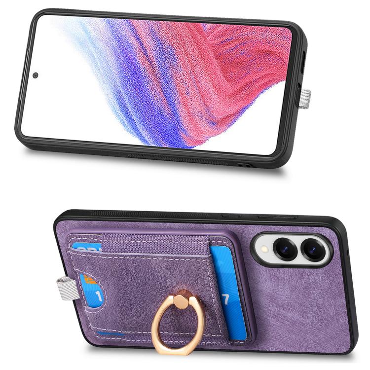 For Samsung Galaxy S25 Edge 5G Retro Splitable Magnetic Card Bag Leather Phone Case