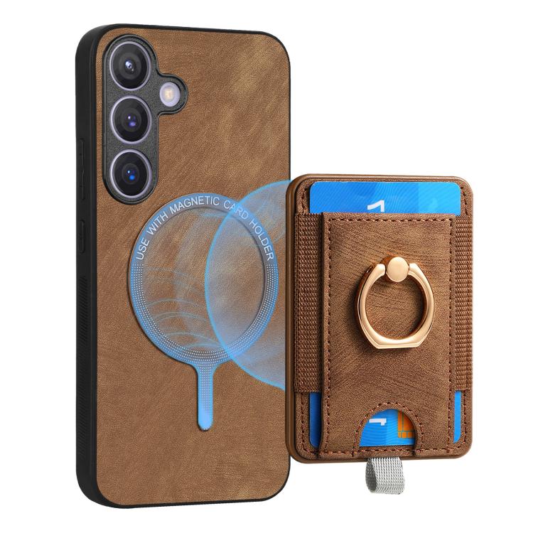 For Samsung Galaxy A57 5G Retro Splitable Magnetic Card Bag Leather Phone Case
