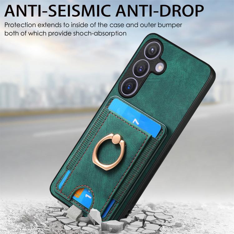 For Samsung Galaxy A57 5G Retro Splitable Magnetic Card Bag Leather Phone Case
