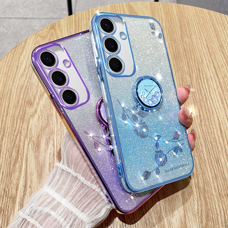 For Samsung Galaxy S24 FE 5G Gradient Glitter Immortal Flower Ring All-inclusive Phone Case