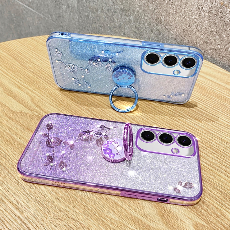 For Samsung Galaxy S24 FE 5G Gradient Glitter Immortal Flower Ring All-inclusive Phone Case