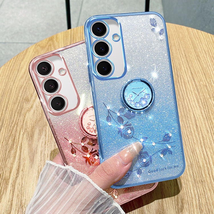 For Samsung Galaxy S24 FE 5G Gradient Glitter Immortal Flower Ring All-inclusive Phone Case