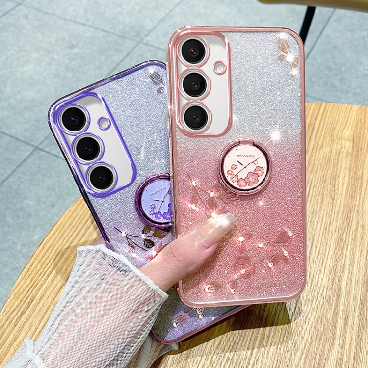 For Samsung Galaxy S24 FE 5G Gradient Glitter Immortal Flower Ring All-inclusive Phone Case
