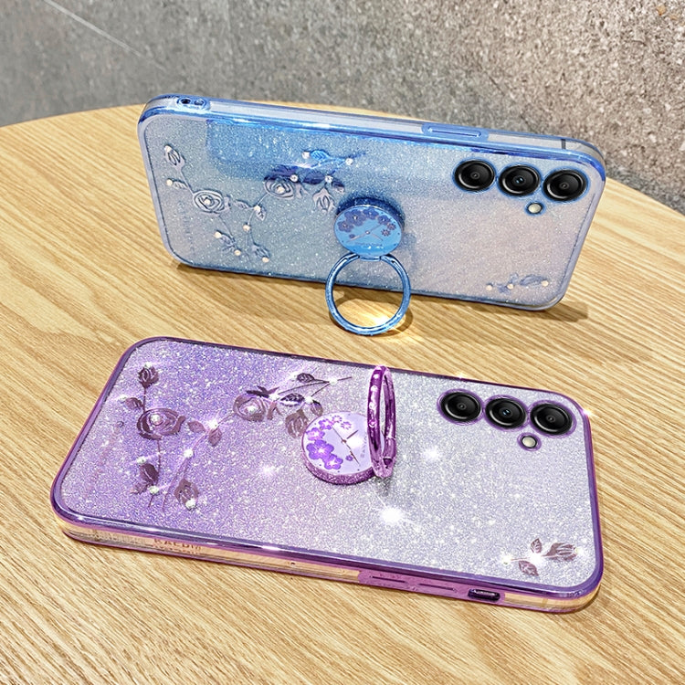 For Samsung Galaxy S25 5G Gradient Glitter Immortal Flower Ring All-inclusive Phone Case