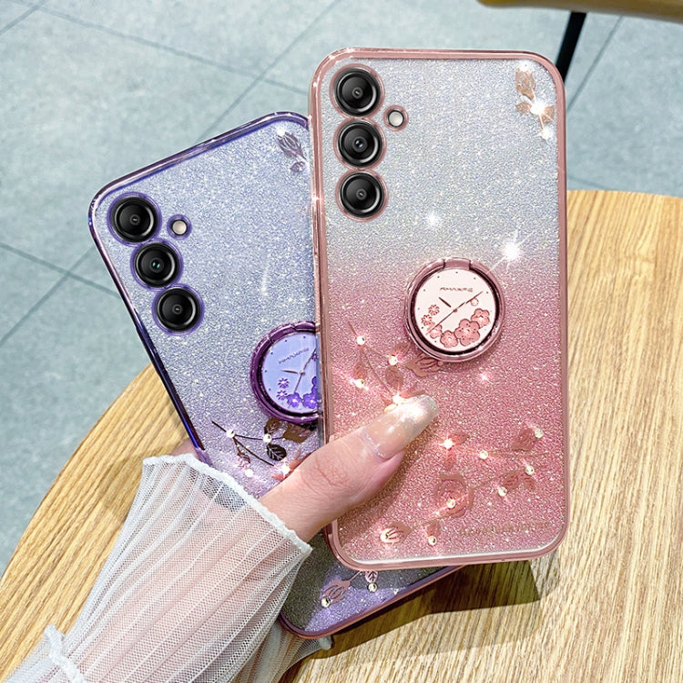 For Samsung Galaxy S25 5G Gradient Glitter Immortal Flower Ring All-inclusive Phone Case