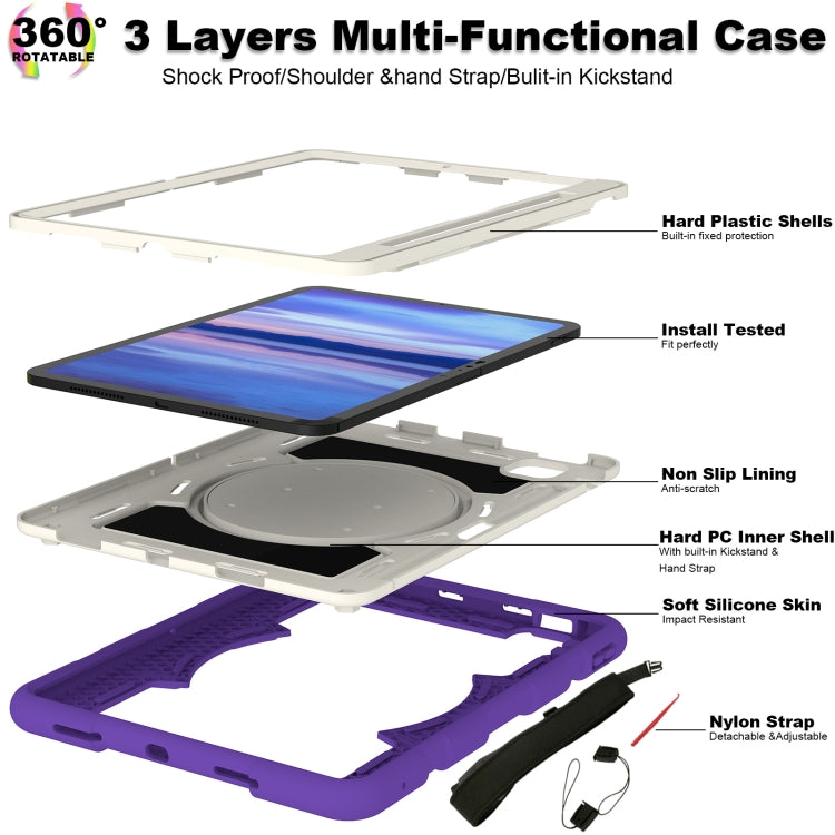 For iPad Pro 11 2025 / 2024 Silicone Hybrid PC Shockproof Tablet Case with Shoulder Strap