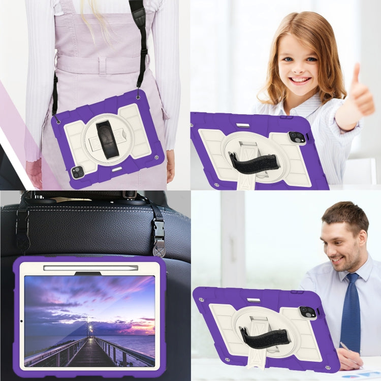 For iPad Pro 11 2025 / 2024 Silicone Hybrid PC Shockproof Tablet Case with Shoulder Strap