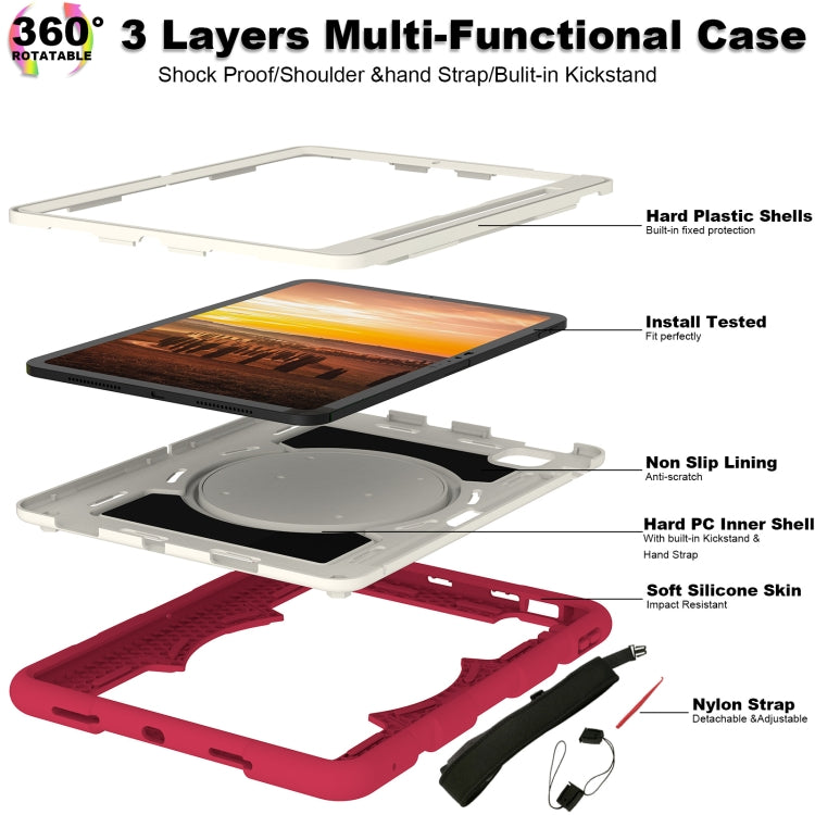 For iPad Pro 11 2025 / 2024 Silicone Hybrid PC Shockproof Tablet Case with Shoulder Strap