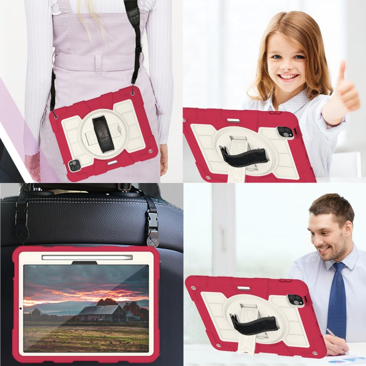 For iPad Pro 11 2025 / 2024 Silicone Hybrid PC Shockproof Tablet Case with Shoulder Strap