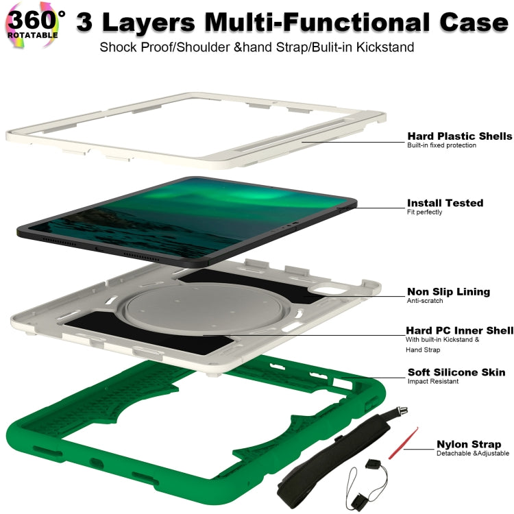 For iPad Pro 11 2025 / 2024 Silicone Hybrid PC Shockproof Tablet Case with Shoulder Strap