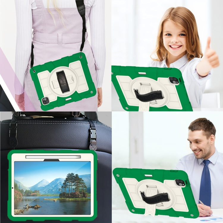 For iPad Pro 11 2025 / 2024 Silicone Hybrid PC Shockproof Tablet Case with Shoulder Strap