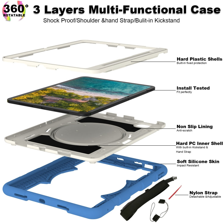 For iPad Pro 11 2025 / 2024 Silicone Hybrid PC Shockproof Tablet Case with Shoulder Strap