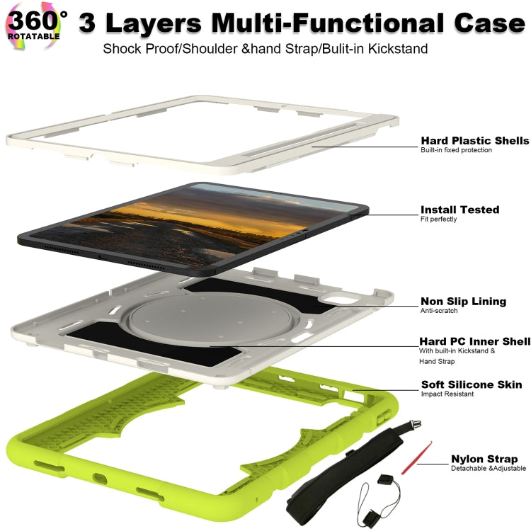 For iPad Pro 11 2025 / 2024 Silicone Hybrid PC Shockproof Tablet Case with Shoulder Strap