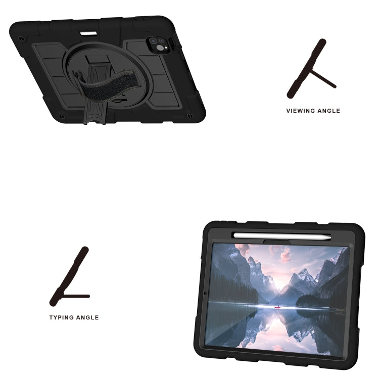 For iPad Pro 11 2025 / 2024 Silicone Hybrid PC Shockproof Tablet Case with Shoulder Strap