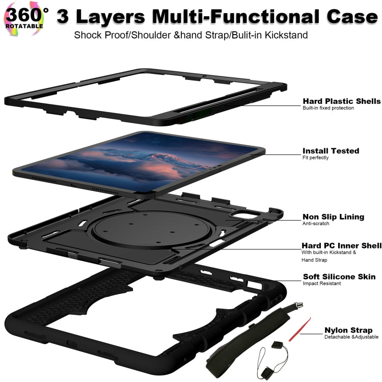 For iPad Pro 11 2025 / 2024 Silicone Hybrid PC Shockproof Tablet Case with Shoulder Strap
