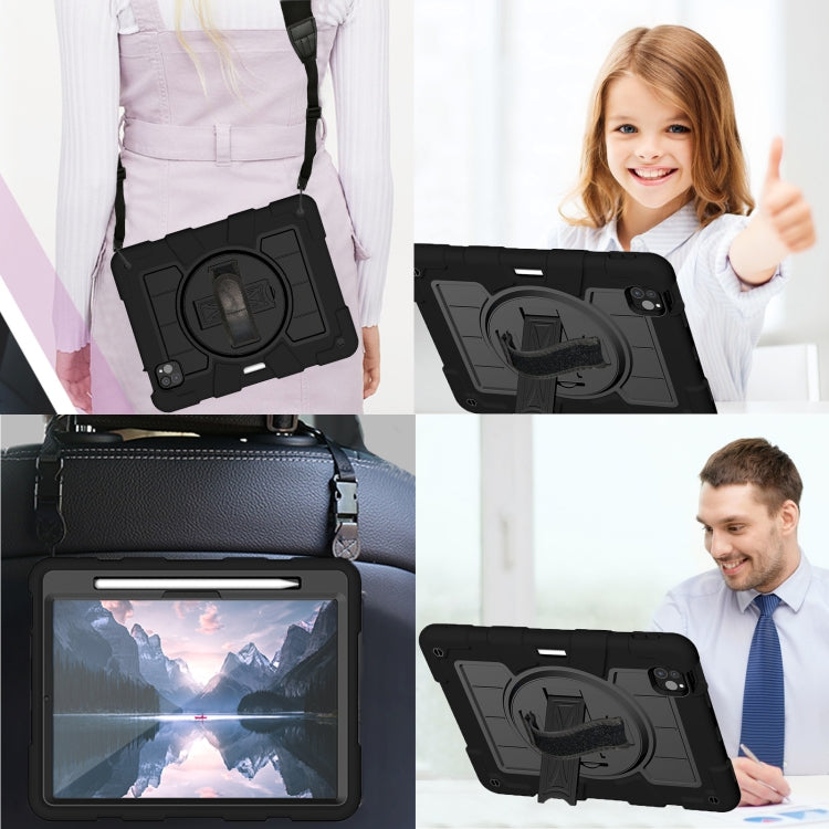 For iPad Pro 11 2025 / 2024 Silicone Hybrid PC Shockproof Tablet Case with Shoulder Strap
