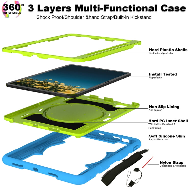 For iPad Pro 11 2025 / 2024 Silicone Hybrid PC Shockproof Tablet Case with Shoulder Strap