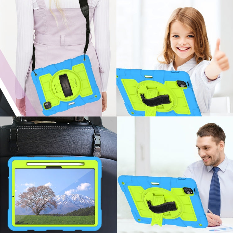 For iPad Pro 11 2025 / 2024 Silicone Hybrid PC Shockproof Tablet Case with Shoulder Strap