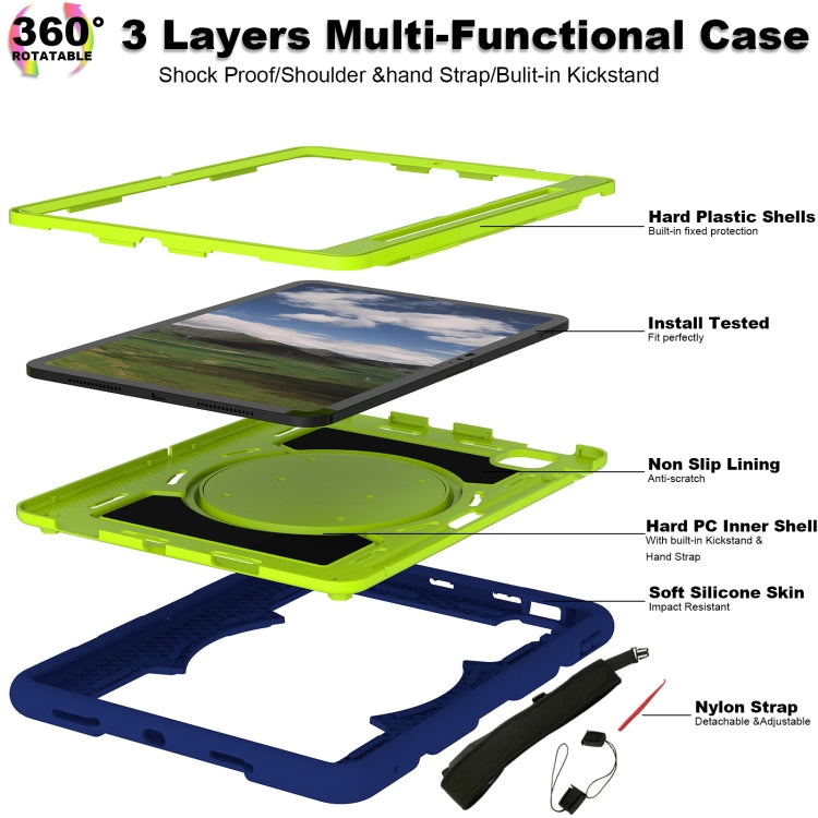 For iPad Pro 11 2025 / 2024 Silicone Hybrid PC Shockproof Tablet Case with Shoulder Strap