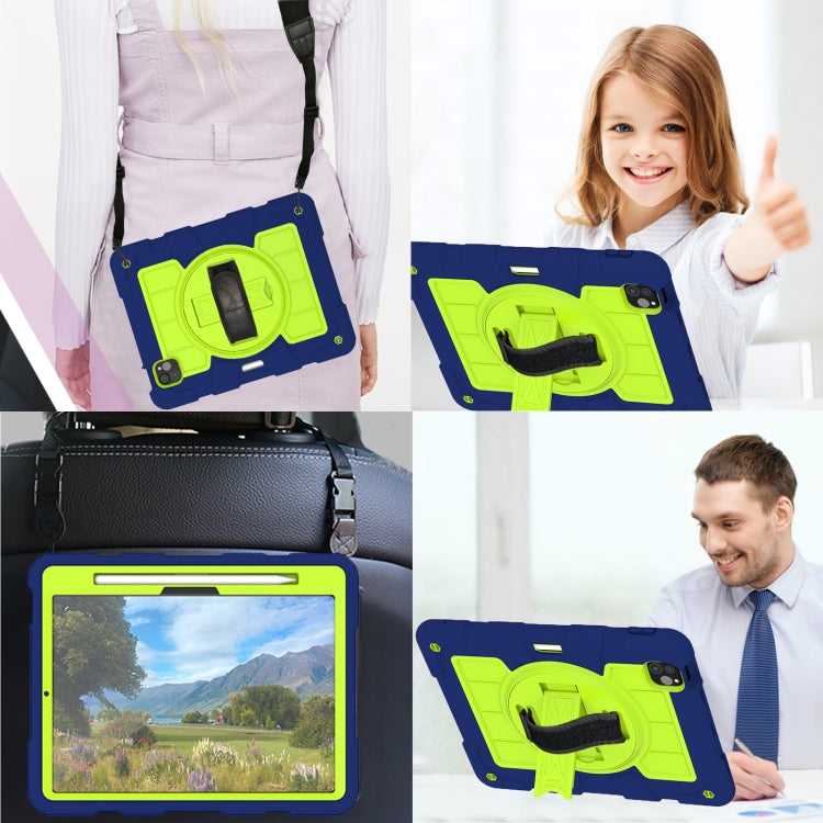 For iPad Pro 11 2025 / 2024 Silicone Hybrid PC Shockproof Tablet Case with Shoulder Strap
