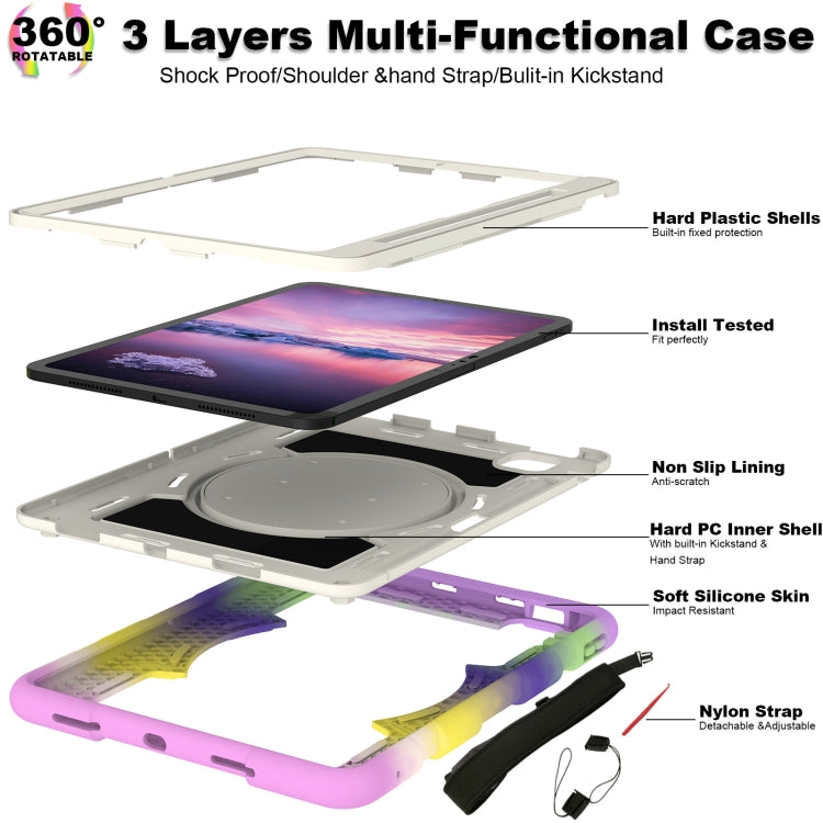 For iPad Pro 11 2025 / 2024 Silicone Hybrid PC Shockproof Tablet Case with Shoulder Strap