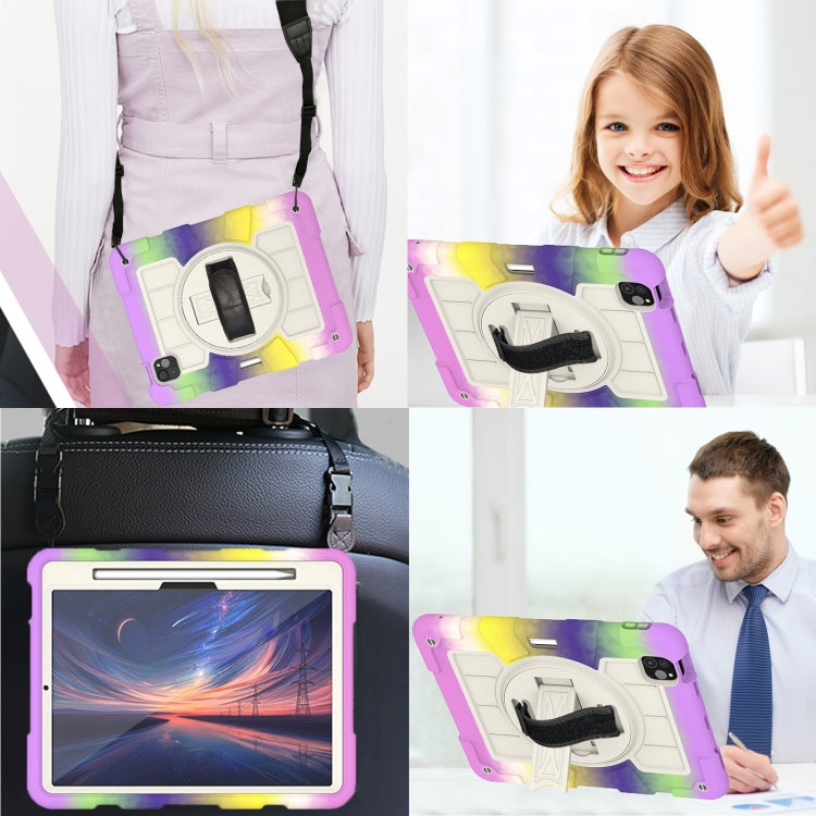 For iPad Pro 11 2025 / 2024 Silicone Hybrid PC Shockproof Tablet Case with Shoulder Strap