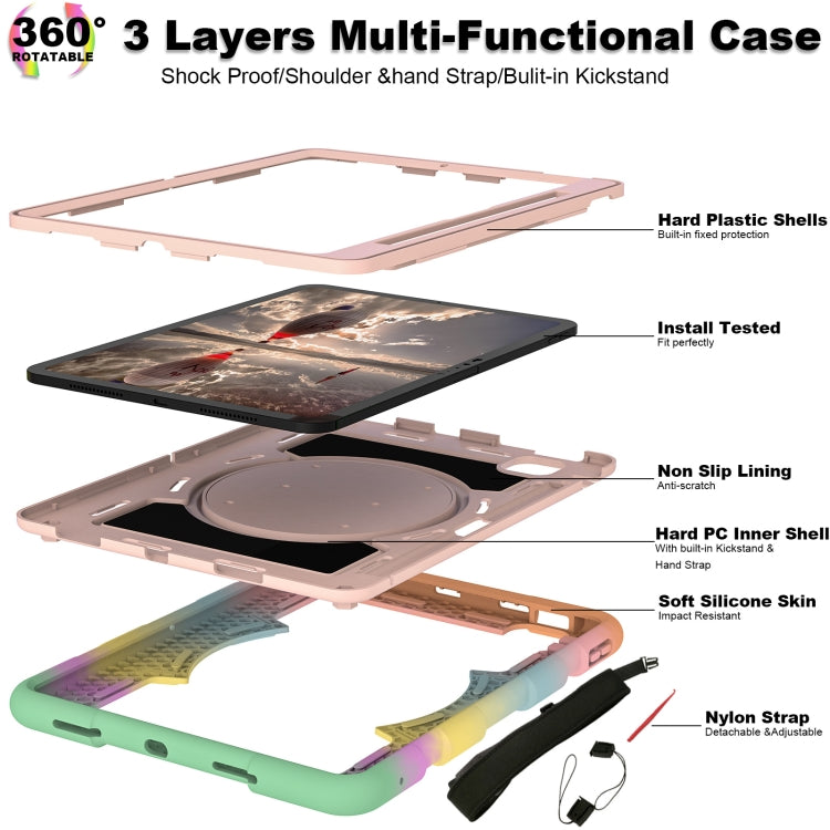 For iPad Pro 11 2025 / 2024 Silicone Hybrid PC Shockproof Tablet Case with Shoulder Strap