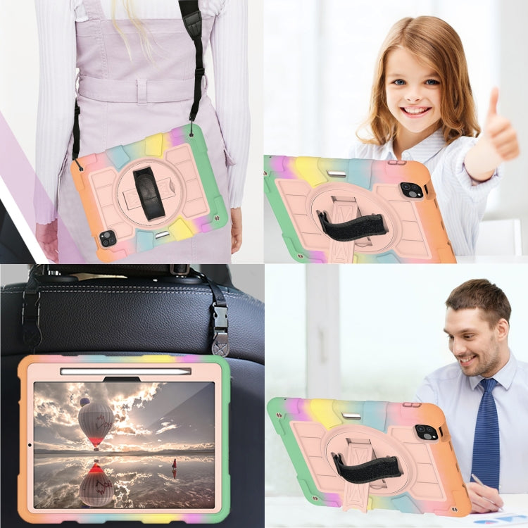 For iPad Pro 11 2025 / 2024 Silicone Hybrid PC Shockproof Tablet Case with Shoulder Strap