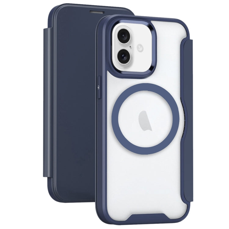 For iPhone 16 RFID Blocking Adsorption Flip MagSafe Leather Phone Case