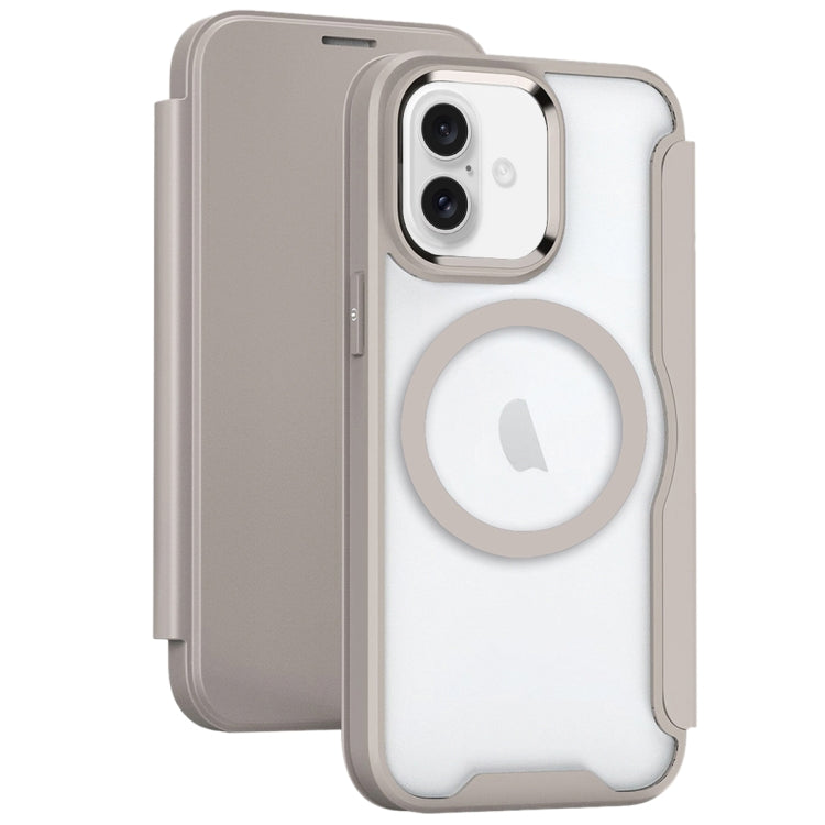 For iPhone 16 RFID Blocking Adsorption Flip MagSafe Leather Phone Case