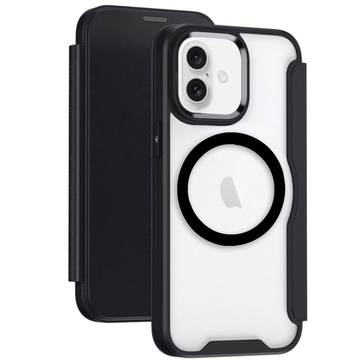 For iPhone 16 RFID Blocking Adsorption Flip MagSafe Leather Phone Case