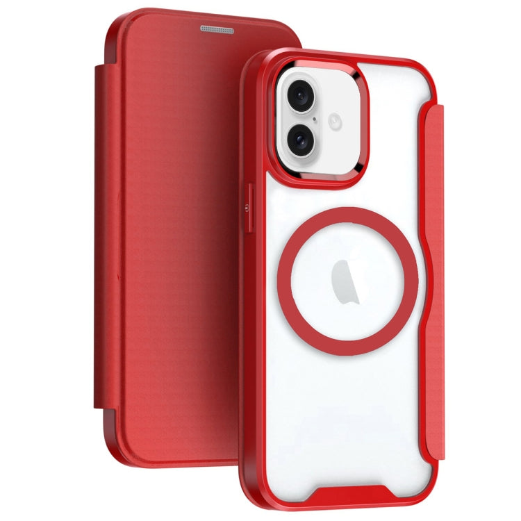 For iPhone 16 RFID Blocking Adsorption Flip MagSafe Leather Phone Case
