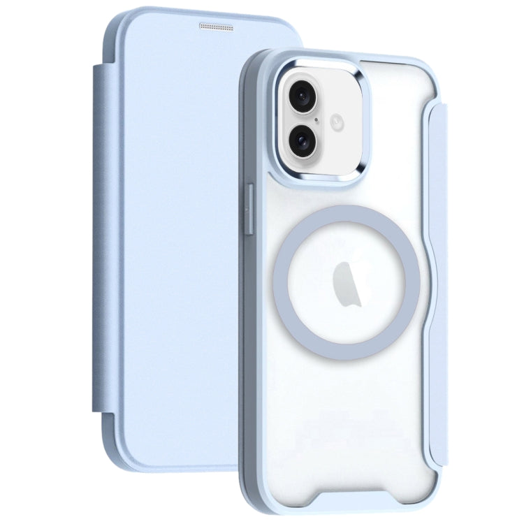 For iPhone 16 Plus RFID Blocking Adsorption Flip MagSafe Leather Phone Case