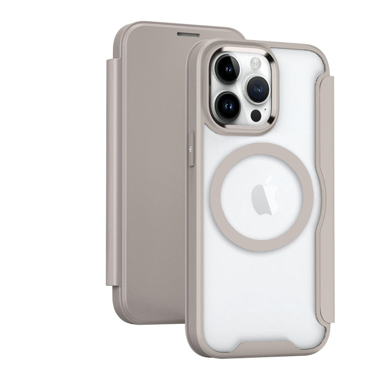 For iPhone 16 Pro Max RFID Blocking Adsorption Flip MagSafe Leather Phone Case
