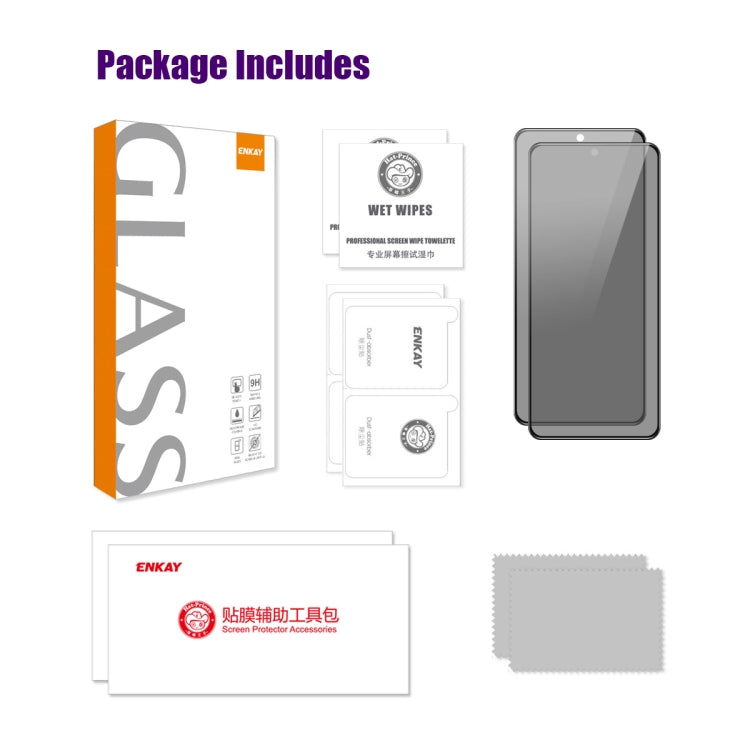 For Redmi Note 13R Pro 2pcs ENKAY Hat-Prince 28 Degree Anti-peeping Privacy Silk Screen Tempered Glass Film