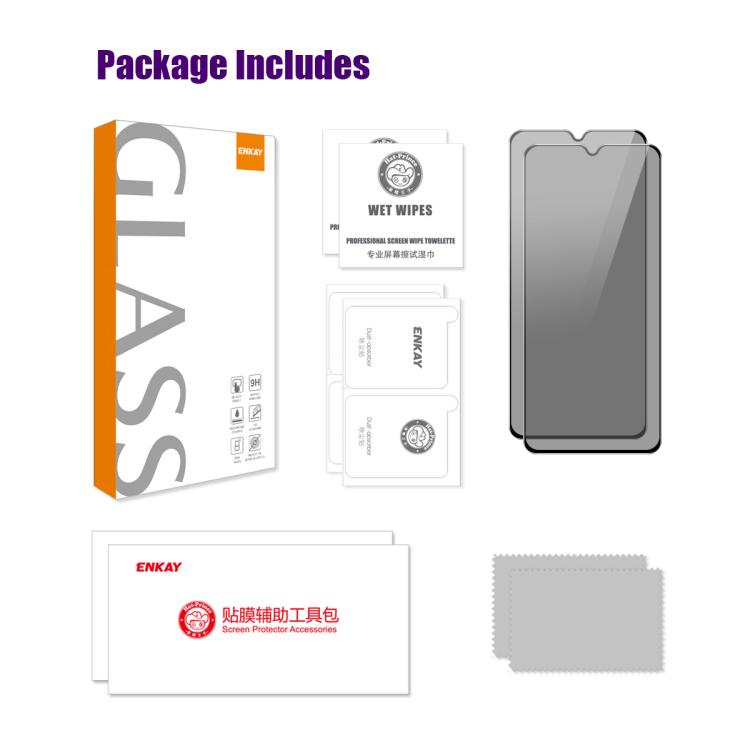 For Redmi A5 4G 171.77mm 2pcs ENKAY Hat-Prince 28 Degree Anti-peeping Privacy Silk Screen Tempered Glass Film