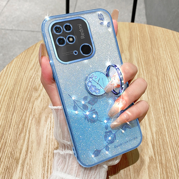 For Xiaomi Redmi  10C Gradient Glitter Immortal Flower Ring All-inclusive Phone Case