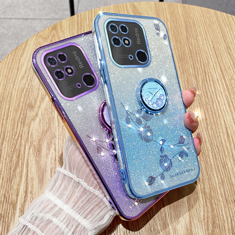 For Xiaomi Redmi  10C Gradient Glitter Immortal Flower Ring All-inclusive Phone Case