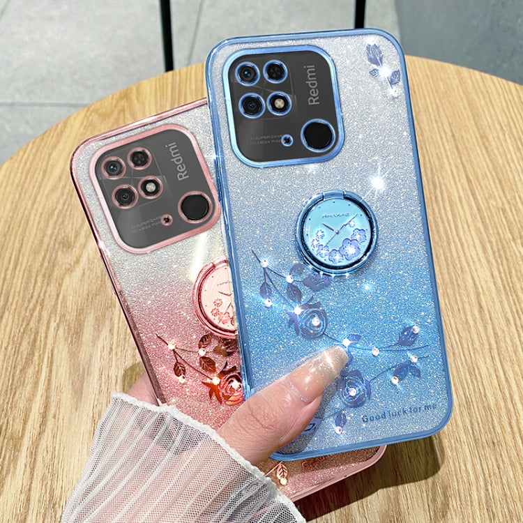 For Xiaomi Redmi  10C Gradient Glitter Immortal Flower Ring All-inclusive Phone Case