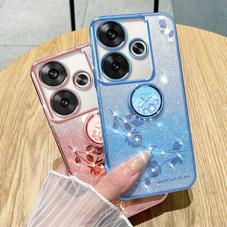 For Xiaomi Redmi Turbo 3 Gradient Glitter Immortal Flower Ring All-inclusive Phone Case