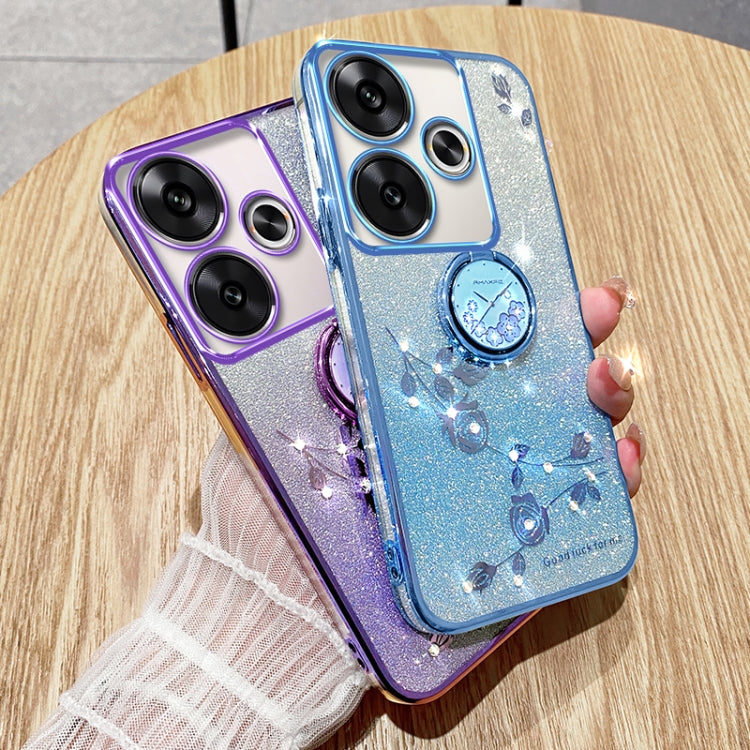For Xiaomi Redmi Turbo 3 Gradient Glitter Immortal Flower Ring All-inclusive Phone Case